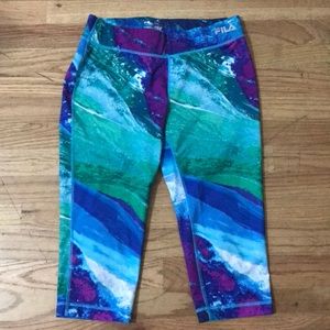 Like New Ocean Print Capri Exercise Leggings